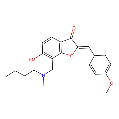 (Z)-7-((butyl(methyl)amino)methyl)-6-hydroxy-2-(4-methoxybenzylidene)benzofuran-3(2H)-one structure