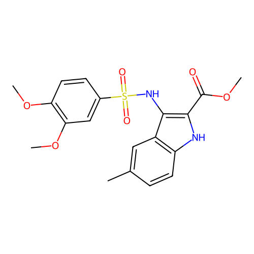 methyl 3-{[(3,4-dimethoxyphenyl)sulfonyl]amino}-5-methyl-1H-indole-2-carboxylate structure
