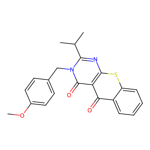 2-isopropyl-3-(4-methoxybenzyl)-3H-thiochromeno[2,3-d]pyrimidine-4,5-dione structure