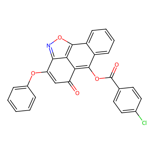 5-oxo-3-phenoxy-5H-anthra[1,9-cd]isoxazol-6-yl 4-chlorobenzoate structure