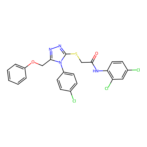 2-{[4-(4-chlorophenyl)-5-(phenoxymethyl)-4H-1,2,4-triazol-3-yl]sulfanyl}-N-(2,4-dichlorophenyl)acetamide structure