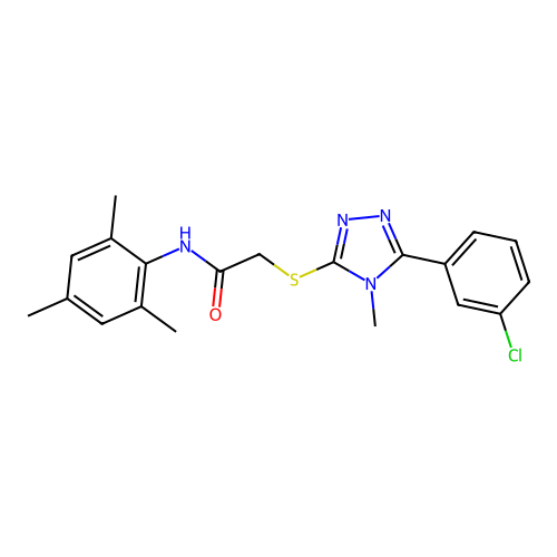 2-{[5-(3-chlorophenyl)-4-methyl-4H-1,2,4-triazol-3-yl]sulfanyl}-N-(2,4,6-trimethylphenyl)acetamide structure