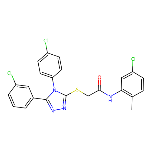 N-(5-chloro-2-methylphenyl)-2-{[5-(3-chlorophenyl)-4-(4-chlorophenyl)-4H-1,2,4-triazol-3-yl]sulfanyl}acetamide structure