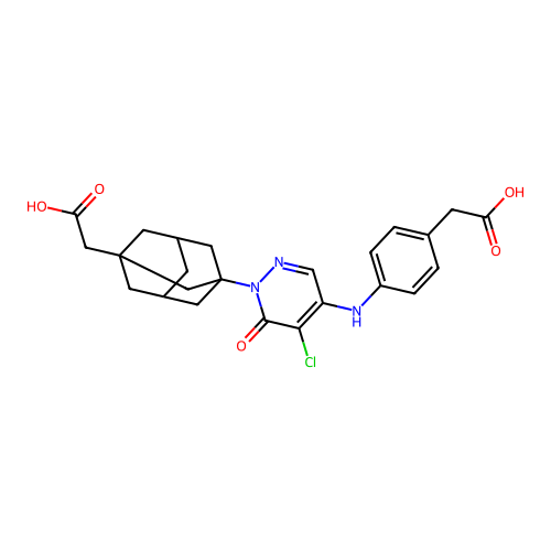 {3-[4-(4-Carboxymethyl-phenylamino)-5-chloro-6-oxo-6H-pyridazin-1-yl]-adamantan-1-yl}-acetic acid structure