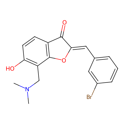 (Z)-2-(3-bromobenzylidene)-7-((dimethylamino)methyl)-6-hydroxybenzofuran-3(2H)-one structure