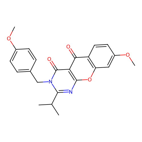 2-isopropyl-8-methoxy-3-(4-methoxybenzyl)-3H-chromeno[2,3-d]pyrimidine-4,5-dione structure