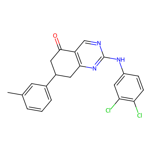 2-[(3,4-dichlorophenyl)amino]-7-(3-methylphenyl)-7,8-dihydroquinazolin-5(6H)-one structure