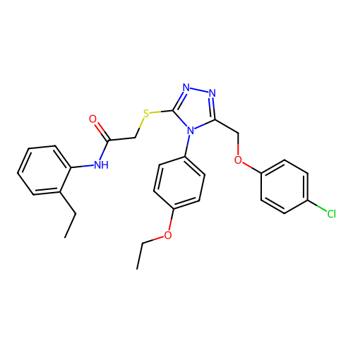 2-((5-((4-chlorophenoxy)methyl)-4-(4-ethoxyphenyl)-4H-1,2,4-triazol-3-yl)thio)-N-(2-ethylphenyl)acetamide structure