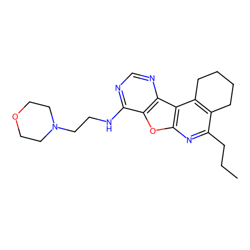 N-(2-morpholinoethyl)-5-propyl-1,2,3,4-tetrahydropyrimido[4',5':4,5]furo[2,3-c]isoquinolin-8-amine structure