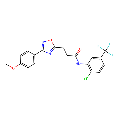 N-[2-chloro-5-(trifluoromethyl)phenyl]-3-[3-(4-methoxyphenyl)-1,2,4-oxadiazol-5-yl]propanamide structure