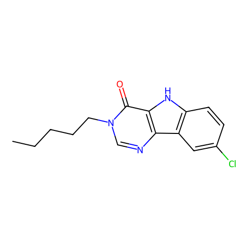 8-chloro-3-pentyl-3,5-dihydro-4H-pyrimido[5,4-b]indol-4-one structure