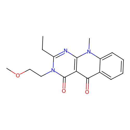 2-ethyl-3-(2-methoxyethyl)-10-methylpyrimido[4,5-b]quinoline-4,5(3H,10H)-dione structure