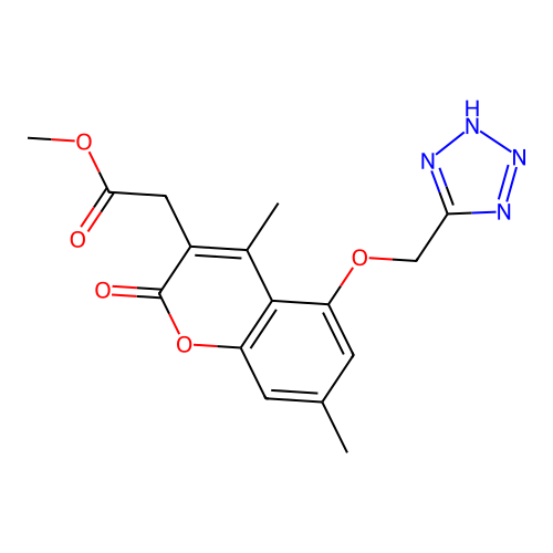 methyl 2-[4,7-dimethyl-2-oxo-5-(2H-tetrazol-5-ylmethoxy)chromen-3-yl]acetate structure