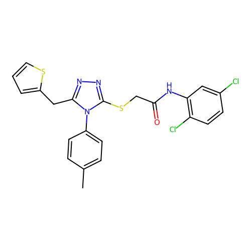 N-(2,5-dichlorophenyl)-2-{[4-(4-methylphenyl)-5-(thiophen-2-ylmethyl)-4H-1,2,4-triazol-3-yl]sulfanyl}acetamide structure