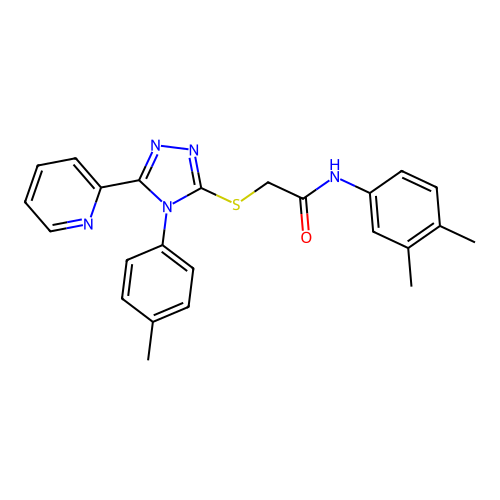 N-(3,4-dimethylphenyl)-2-[[4-(4-methylphenyl)-5-pyridin-2-yl-1,2,4-triazol-3-yl]sulfanyl]acetamide structure