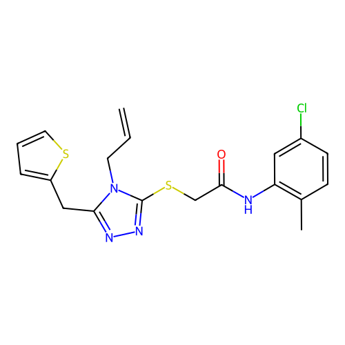 N-(5-chloro-2-methylphenyl)-2-{[4-(prop-2-en-1-yl)-5-(thiophen-2-ylmethyl)-4H-1,2,4-triazol-3-yl]sulfanyl}acetamide structure