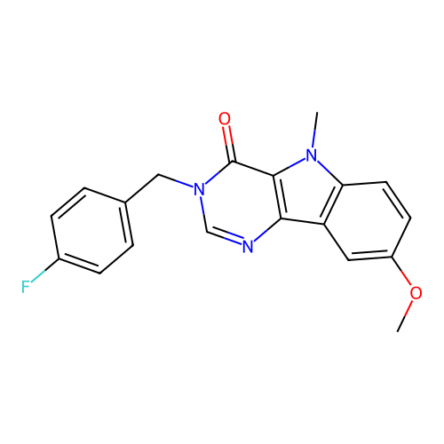 3-[(4-Fluorophenyl)methyl]-8-methoxy-5-methylpyrimido[5,4-b]indol-4-one structure