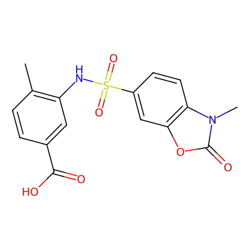 4-Methyl-3-[(3-methyl-2-oxo-1,3-benzoxazol-6-yl)sulfonylamino]benzoic acid structure