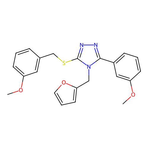 4-(furan-2-ylmethyl)-3-((3-methoxybenzyl)thio)-5-(3-methoxyphenyl)-4H-1,2,4-triazole structure