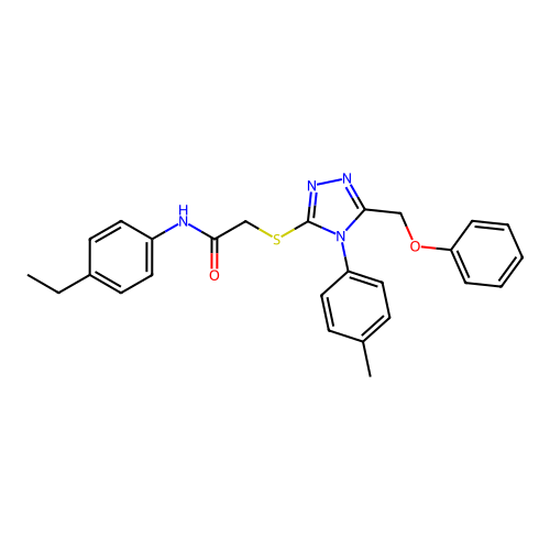 N-(4-ethylphenyl)-2-[[4-(4-methylphenyl)-5-(phenoxymethyl)-1,2,4-triazol-3-yl]sulfanyl]acetamide structure