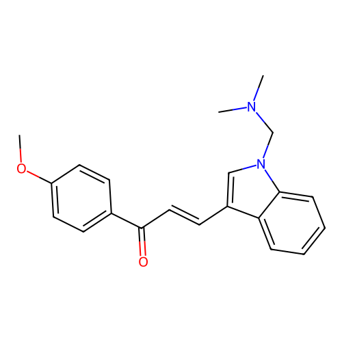 3-[1-(dimethylaminomethyl)indol-3-yl]-1-(4-methoxyphenyl)prop-2-en-1-one structure