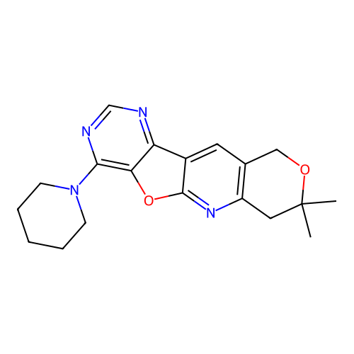 8,8-dimethyl-4-(piperidin-1-yl)-7,10-dihydro-8H-pyrano[3'',4'':5',6']pyrido[3',2':4,5]furo[3,2-d]pyrimidine structure