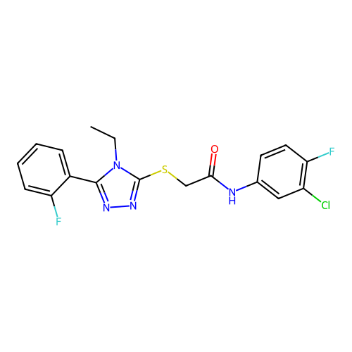 N-(3-chloro-4-fluorophenyl)-2-{[4-ethyl-5-(2-fluorophenyl)-4H-1,2,4-triazol-3-yl]sulfanyl}acetamide structure