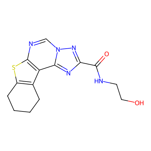 N-(2-hydroxyethyl)-8,9,10,11-tetrahydro[1]benzothieno[3,2-e][1,2,4]triazolo[1,5-c]pyrimidine-2-carboxamide structure