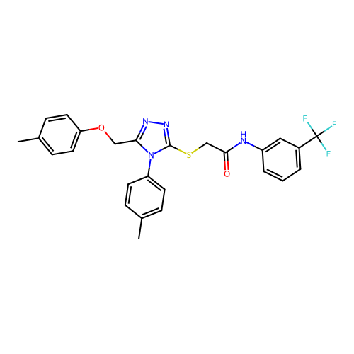 2-((4-(p-tolyl)-5-((p-tolyloxy)methyl)-4H-1,2,4-triazol-3-yl)thio)-N-(3-(trifluoromethyl)phenyl)acetamide structure