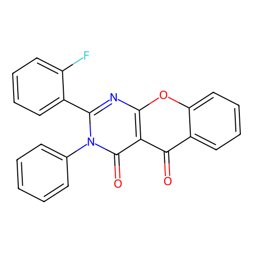 2-(2-fluorophenyl)-3-phenyl-3H-chromeno[2,3-d]pyrimidine-4,5-dione structure