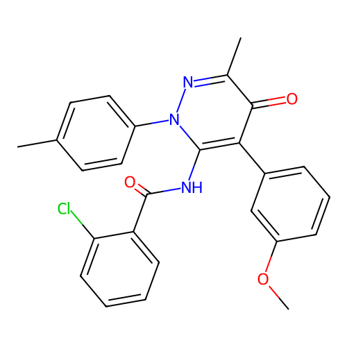 2-chloro-N-[4-(3-methoxyphenyl)-6-methyl-2-(4-methylphenyl)-5-oxopyridazin-3-yl]benzamide structure