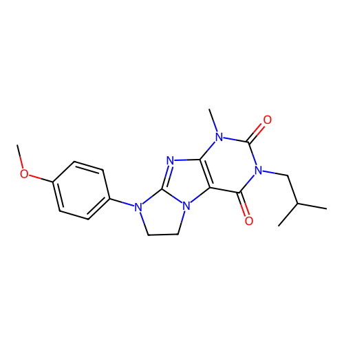 6-(4-methoxyphenyl)-4-methyl-2-(2-methylpropyl)-7,8-dihydropurino[7,8-a]imidazole-1,3-dione structure