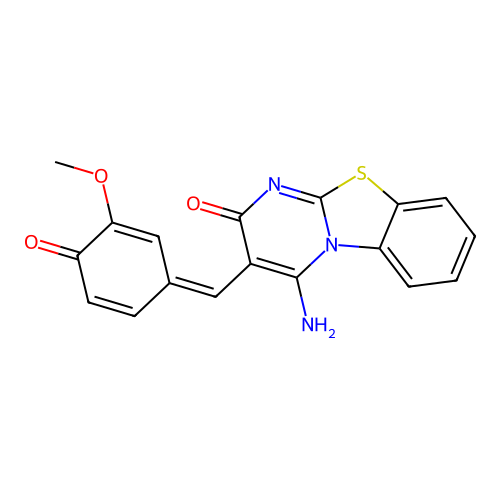(E)-3-(4-hydroxy-3-methoxybenzylidene)-4-imino-3,4-dihydro-2H-benzo[4,5]thiazolo[3,2-a]pyrimidin-2-one structure
