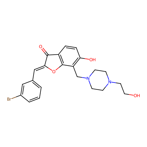 (Z)-2-(3-bromobenzylidene)-6-hydroxy-7-((4-(2-hydroxyethyl)piperazin-1-yl)methyl)benzofuran-3(2H)-one structure