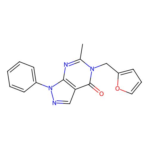 5-(furan-2-ylmethyl)-6-methyl-1-phenyl-1H-pyrazolo[3,4-d]pyrimidin-4(5H)-one structure