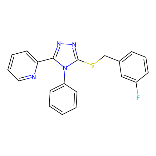 3-[(3-Fluorophenyl)methylthio]-4-phenyl-5-(2-pyridyl)-1,2,4-triazole structure