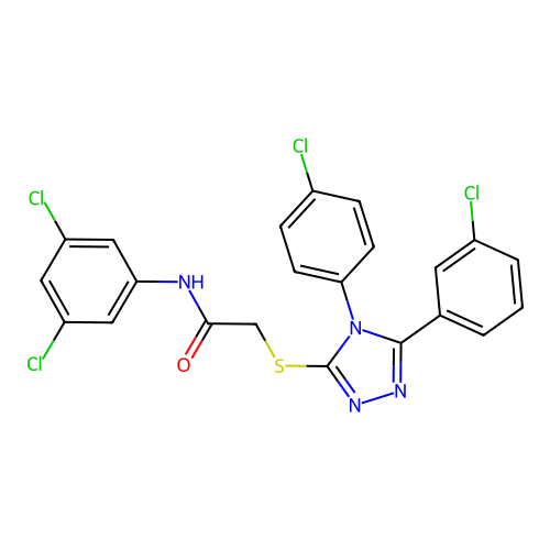 2-{[5-(3-chlorophenyl)-4-(4-chlorophenyl)-4H-1,2,4-triazol-3-yl]sulfanyl}-N-(3,5-dichlorophenyl)acetamide structure