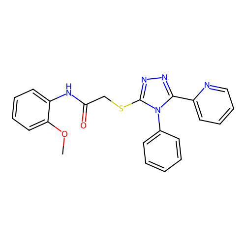 N-(2-methoxyphenyl)-2-[(4-phenyl-5-pyridin-2-yl-1,2,4-triazol-3-yl)sulfanyl]acetamide structure