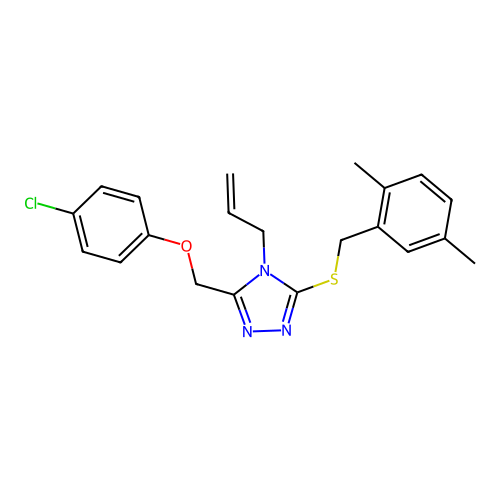 4-allyl-3-((4-chlorophenoxy)methyl)-5-((2,5-dimethylbenzyl)thio)-4H-1,2,4-triazole structure