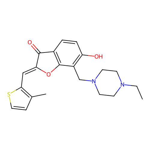 (Z)-7-((4-ethylpiperazin-1-yl)methyl)-6-hydroxy-2-((3-methylthiophen-2-yl)methylene)benzofuran-3(2H)-one structure