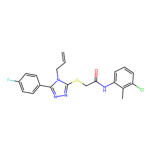 N-(3-chloro-2-methylphenyl)-2-{[5-(4-fluorophenyl)-4-(prop-2-en-1-yl)-4H-1,2,4-triazol-3-yl]sulfanyl}acetamide structure