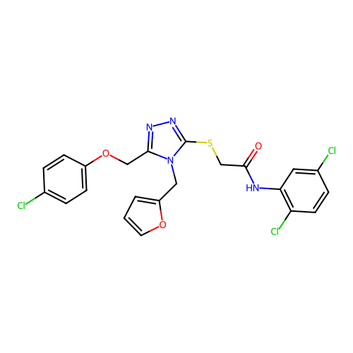 2-((5-((4-chlorophenoxy)methyl)-4-(furan-2-ylmethyl)-4H-1,2,4-triazol-3-yl)thio)-N-(2,5-dichlorophenyl)acetamide structure