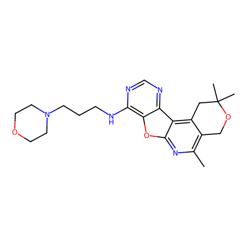 2,2,5-trimethyl-N-(3-morpholinopropyl)-2,4-dihydro-1H-pyrano[4'',3'':4',5']pyrido[3',2':4,5]furo[3,2-d]pyrimidin-8-amine structure