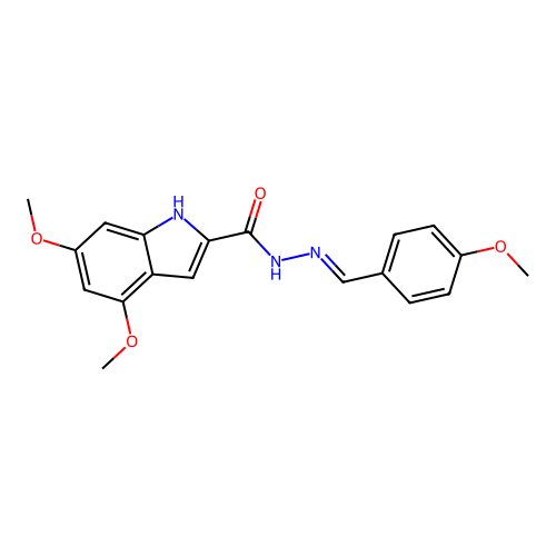 4,6-dimethoxy-N'-[(E)-(4-methoxyphenyl)methylidene]-1H-indole-2-carbohydrazide structure