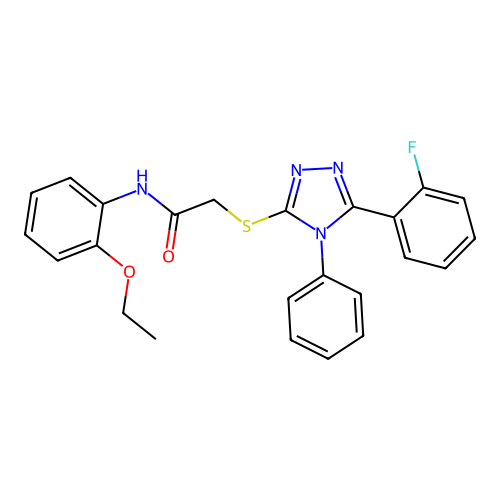 N-(2-ethoxyphenyl)-2-[[5-(2-fluorophenyl)-4-phenyl-1,2,4-triazol-3-yl]sulfanyl]acetamide structure