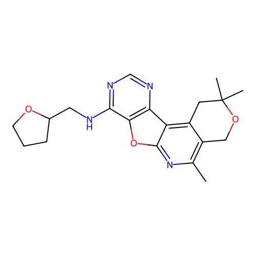 2,2,5-trimethyl-N-((tetrahydrofuran-2-yl)methyl)-2,4-dihydro-1H-pyrano[4'',3'':4',5']pyrido[3',2':4,5]furo[3,2-d]pyrimidin-8-amine structure