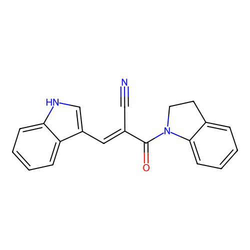 (2E)-2-(2,3-dihydro-1H-indol-1-ylcarbonyl)-3-(1H-indol-3-yl)prop-2-enenitrile structure