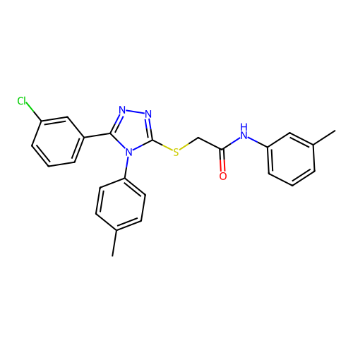 2-[[5-(3-chlorophenyl)-4-(4-methylphenyl)-1,2,4-triazol-3-yl]sulfanyl]-N-(3-methylphenyl)acetamide structure