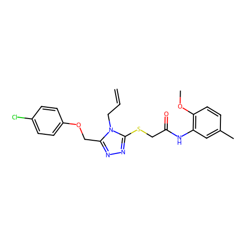 2-((4-allyl-5-((4-chlorophenoxy)methyl)-4H-1,2,4-triazol-3-yl)thio)-N-(2-methoxy-5-methylphenyl)acetamide structure