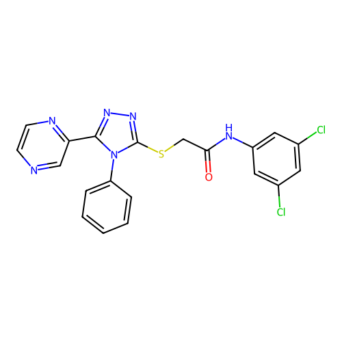 N-(3,5-dichlorophenyl)-2-[(4-phenyl-5-pyrazin-2-yl-1,2,4-triazol-3-yl)sulfanyl]acetamide structure